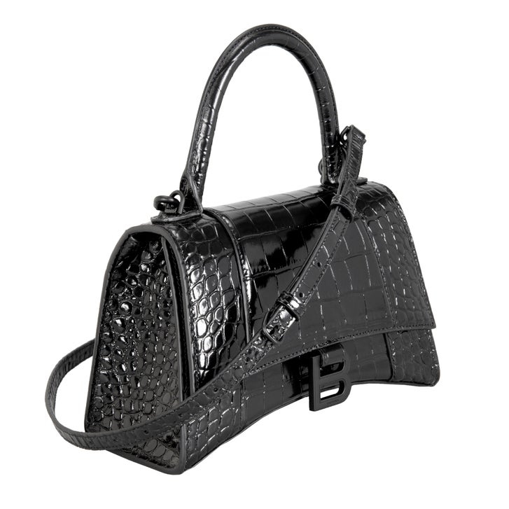 Balenciaga Hourglass Small Croc Embossed Bag, Black | Costco