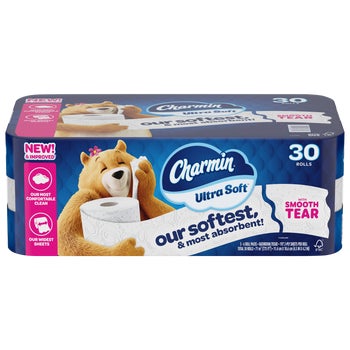 Charmin Ultra Soft Bath Tissue, 2-Ply, 4.5'' x 4.2'', 197 Sheets, 30 ct