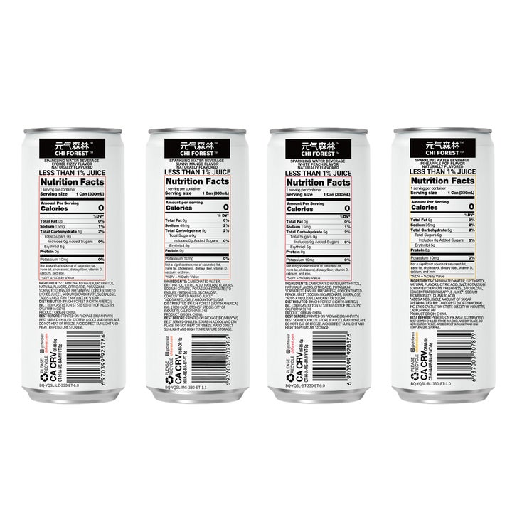 Chi Forest Flavored Sparkling Water, Variety Pack, 11.16 fl oz, 24