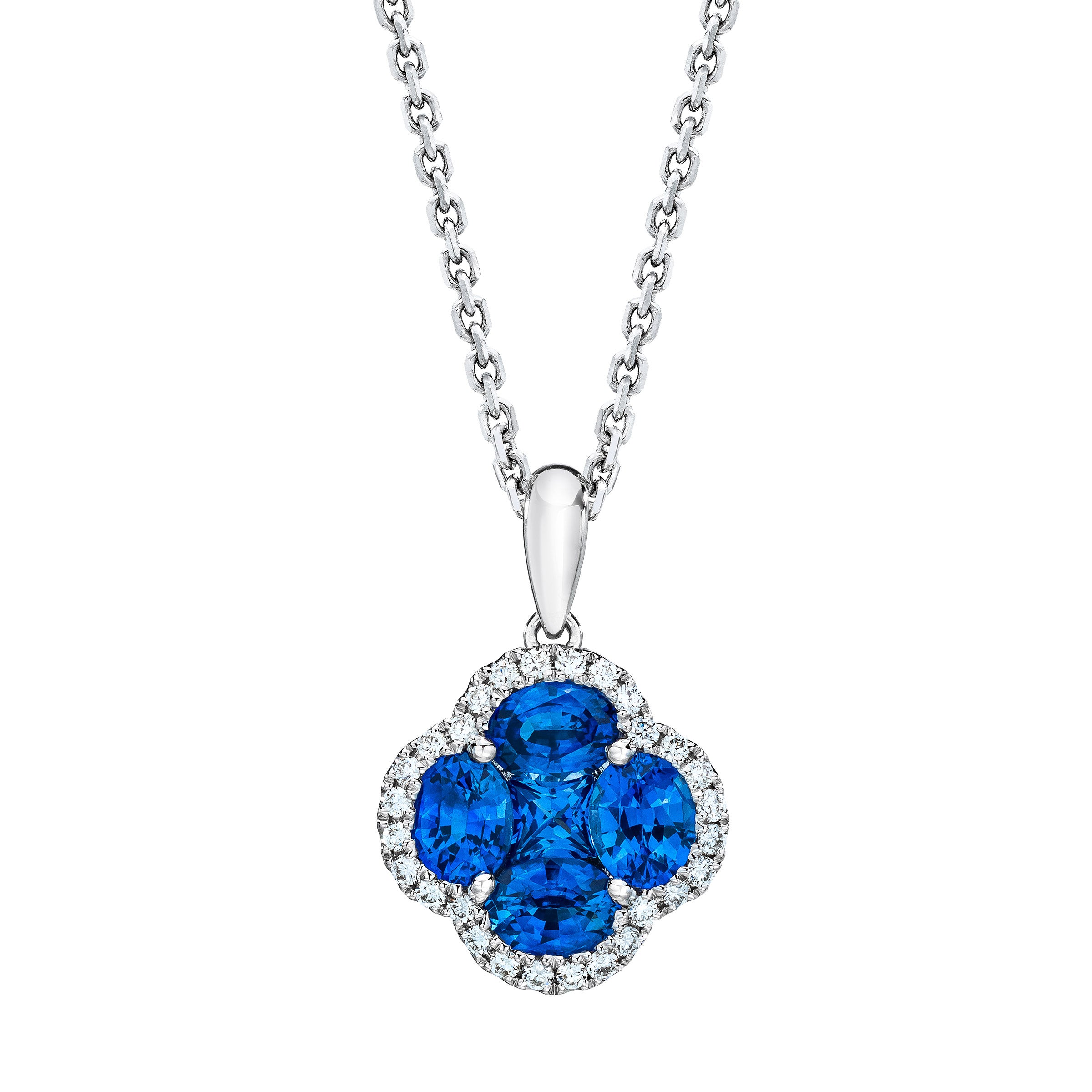 Blue Sapphire and Diamond 14kt White Gold Necklace | Costco