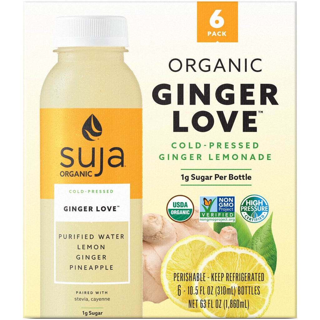 Suja Organic Cold-Pressed Ginger Love Lemonade, 10.5 fl oz, 6 ct
