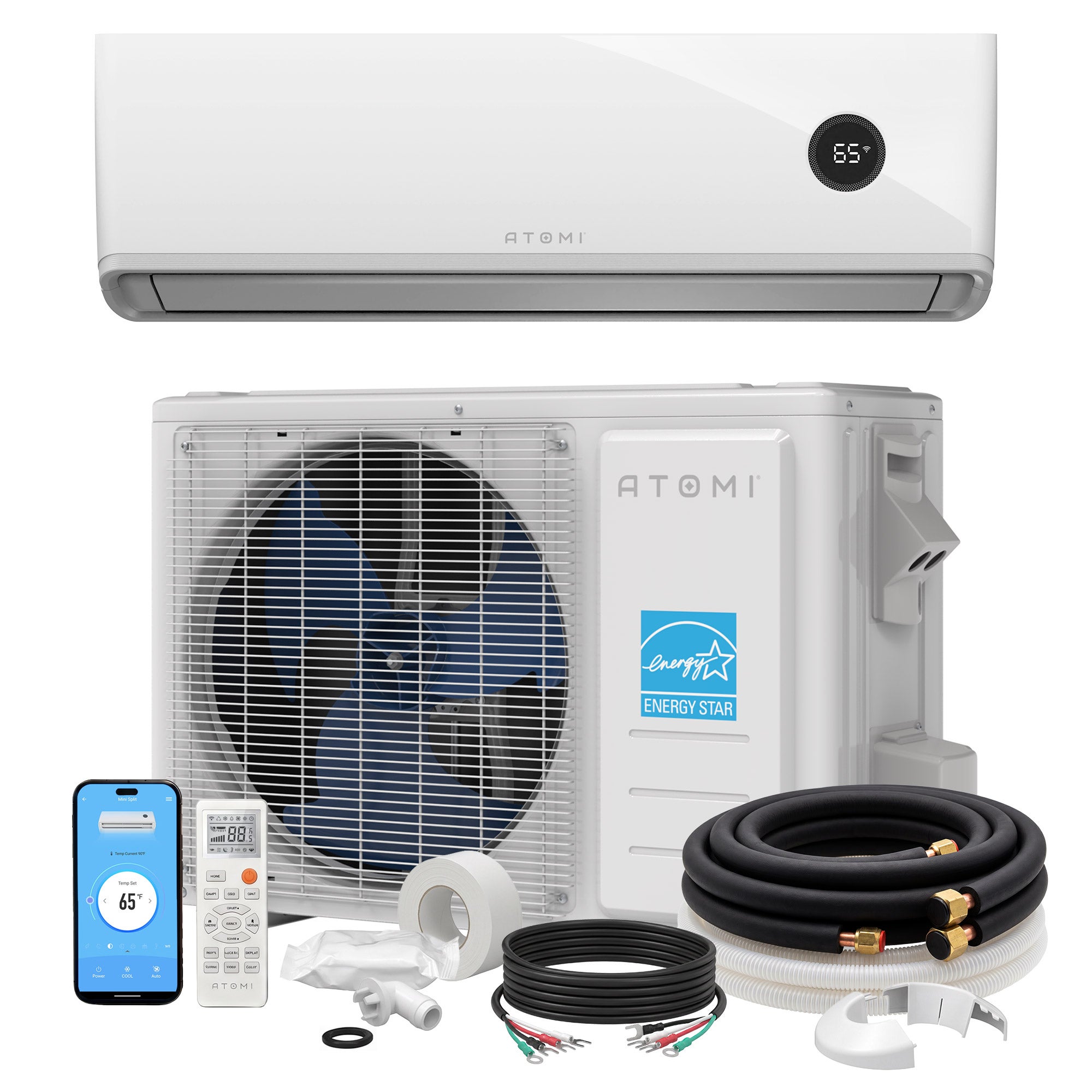 Atomi Smart 12K or 18K BTU Tempestas Inverter Ductless Mini-Split Air Conditioner and Heat Pump