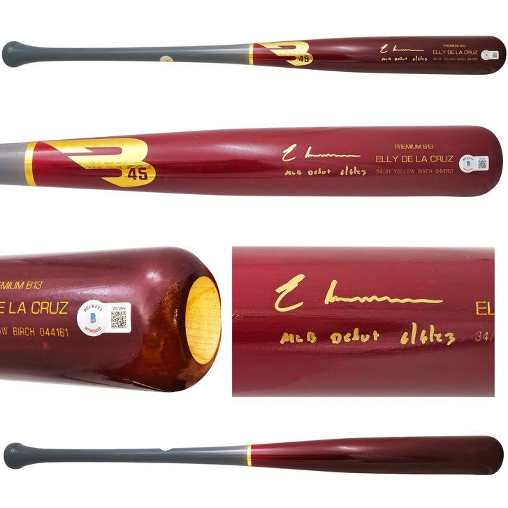 Elly De La Cruz Autographed Red B45 Player Model Baseball Bat