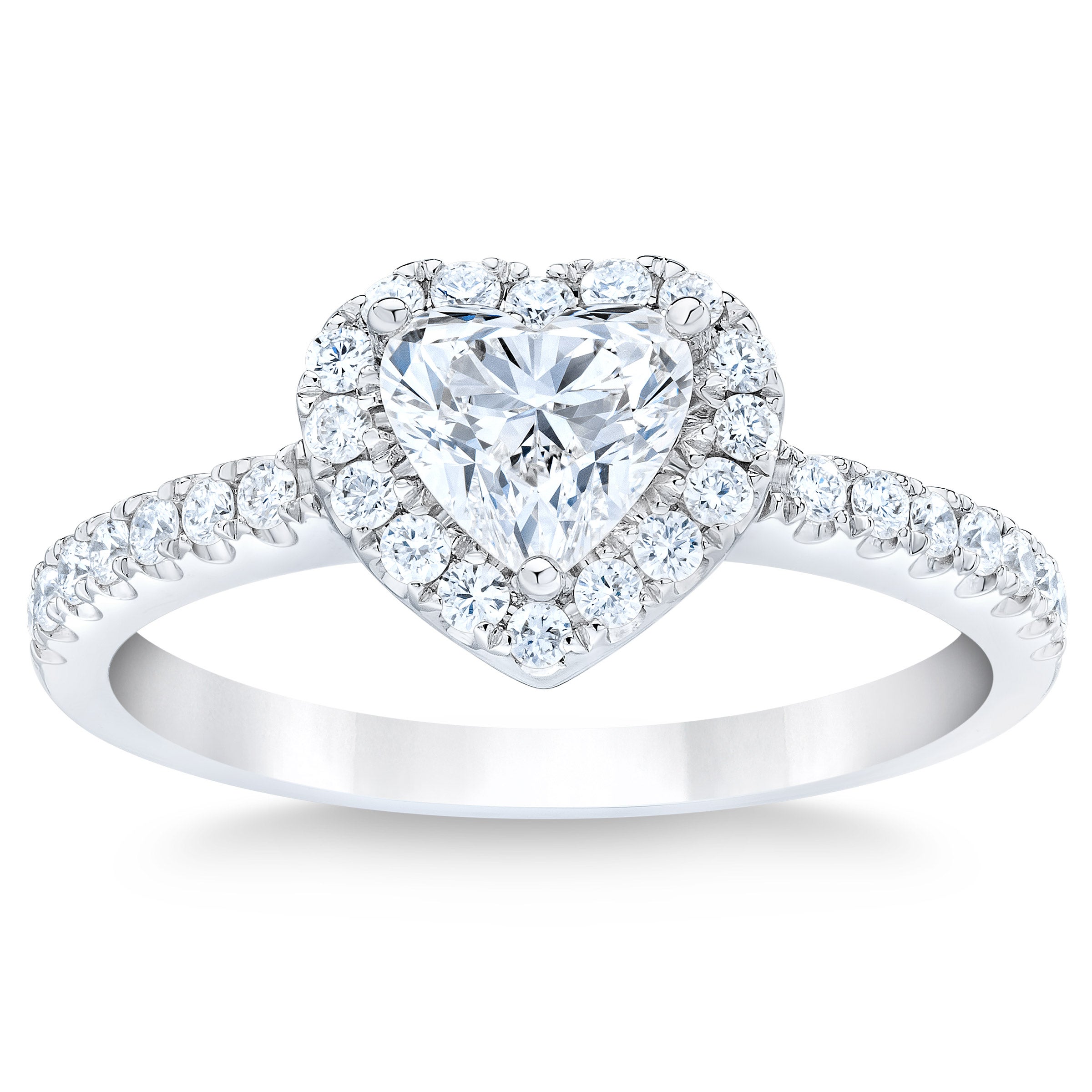 14KT WHITE GOLD VS2 I 1.00CTW HEART & ROUND DIAMOND RING (0.70CTR)
