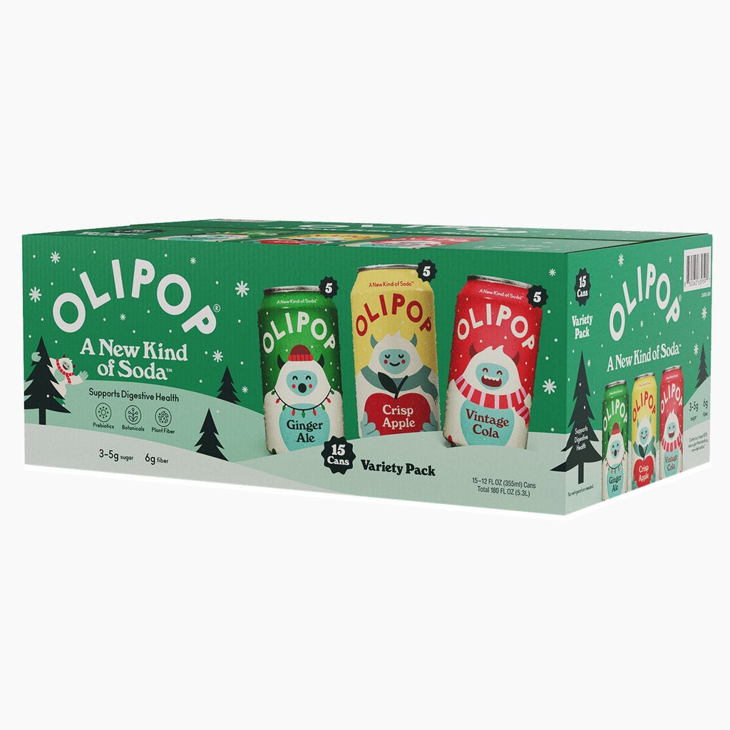 Olipop Soda, Holiday Variety Pack, 12 fl oz, 15-count | Costco
