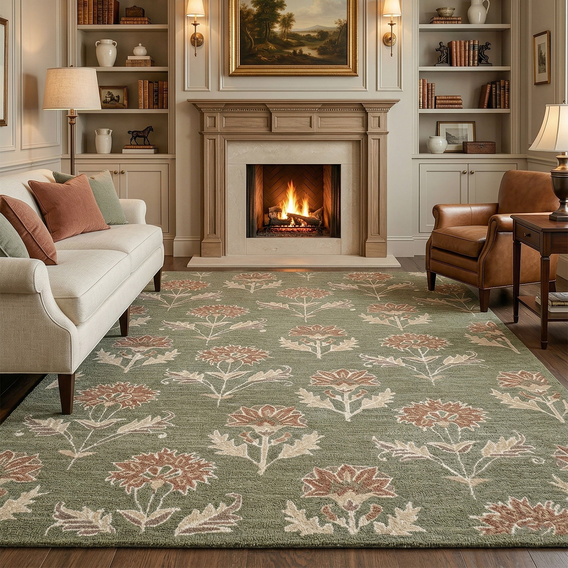 Obeetee Delilah Hand Tufted Wool Area Rug, Oris Green, 8'9” x 11'9