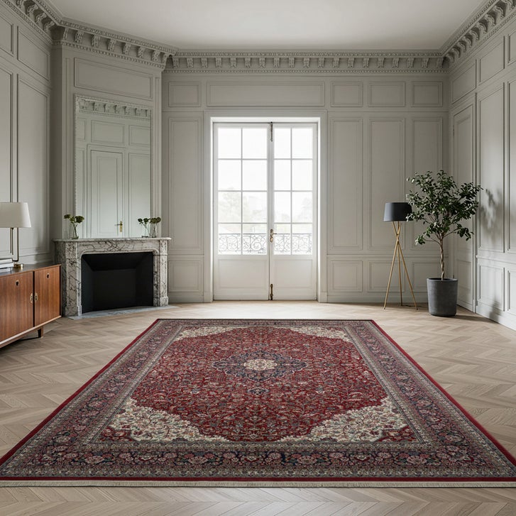 Chatsworth Hand Knotted Rug Collection, Penshurst Medallion Red