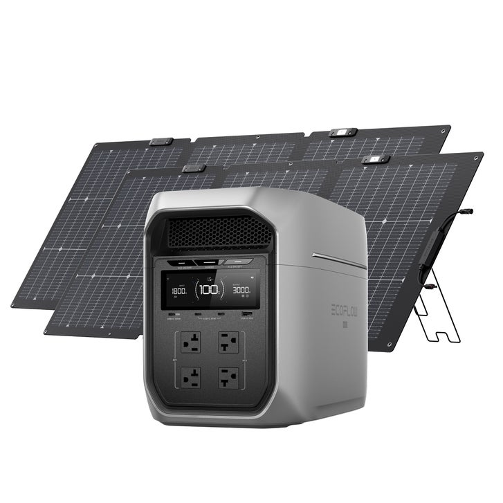 EcoFlow 2kwh Solar Generator Combo DELTA 3 Max Plus +2x 160W Solar