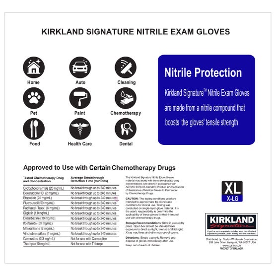 Kirkland Signature Nitrile Exam Gloves, 400-count, Size Extra