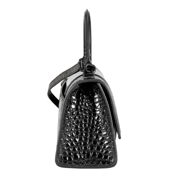Balenciaga Hourglass Small Croc Embossed Bag, Black | Costco
