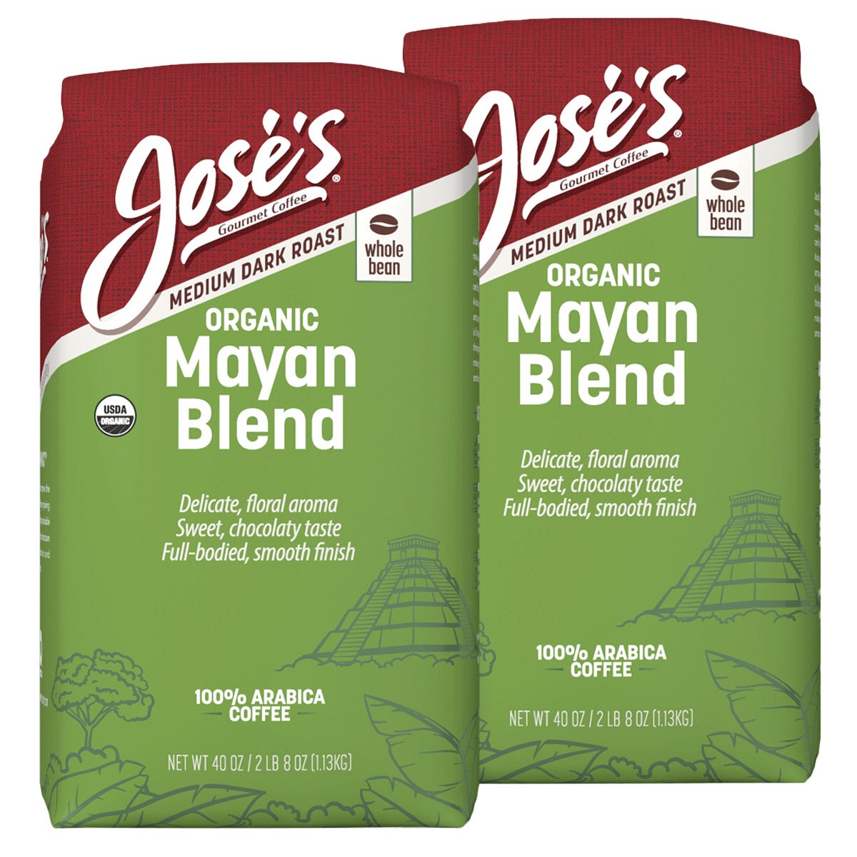 Jose's 100% Organic Mayan Whole Bean Coffee 2.5 lb, 2-pack