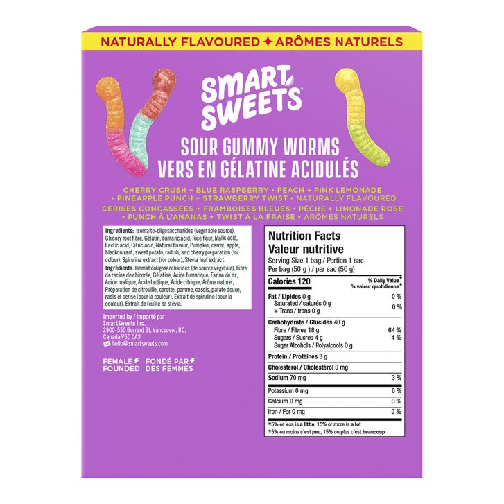 Smart Sweets Sour Gummy Worms, 7 x 50 g | Costco