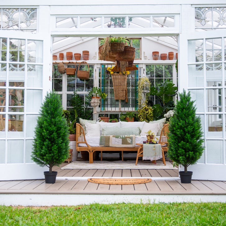 Faux 4' UV Resistant Cedar Tree Indoor and Outdoor, 2-pack | Costco