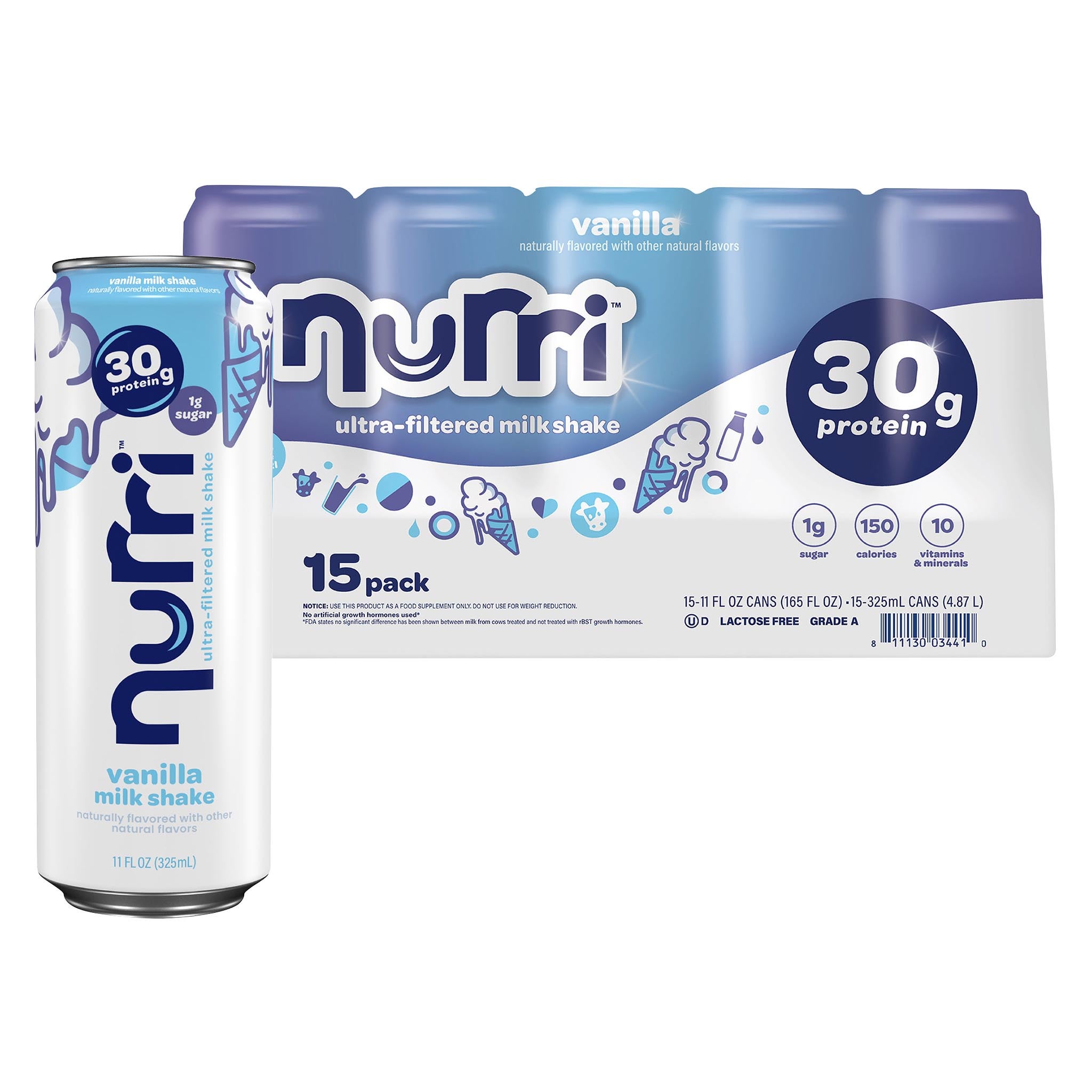 Nurri Ultra-Filtered Milk Shake, 30g Protein, Vanilla, 11 fl oz