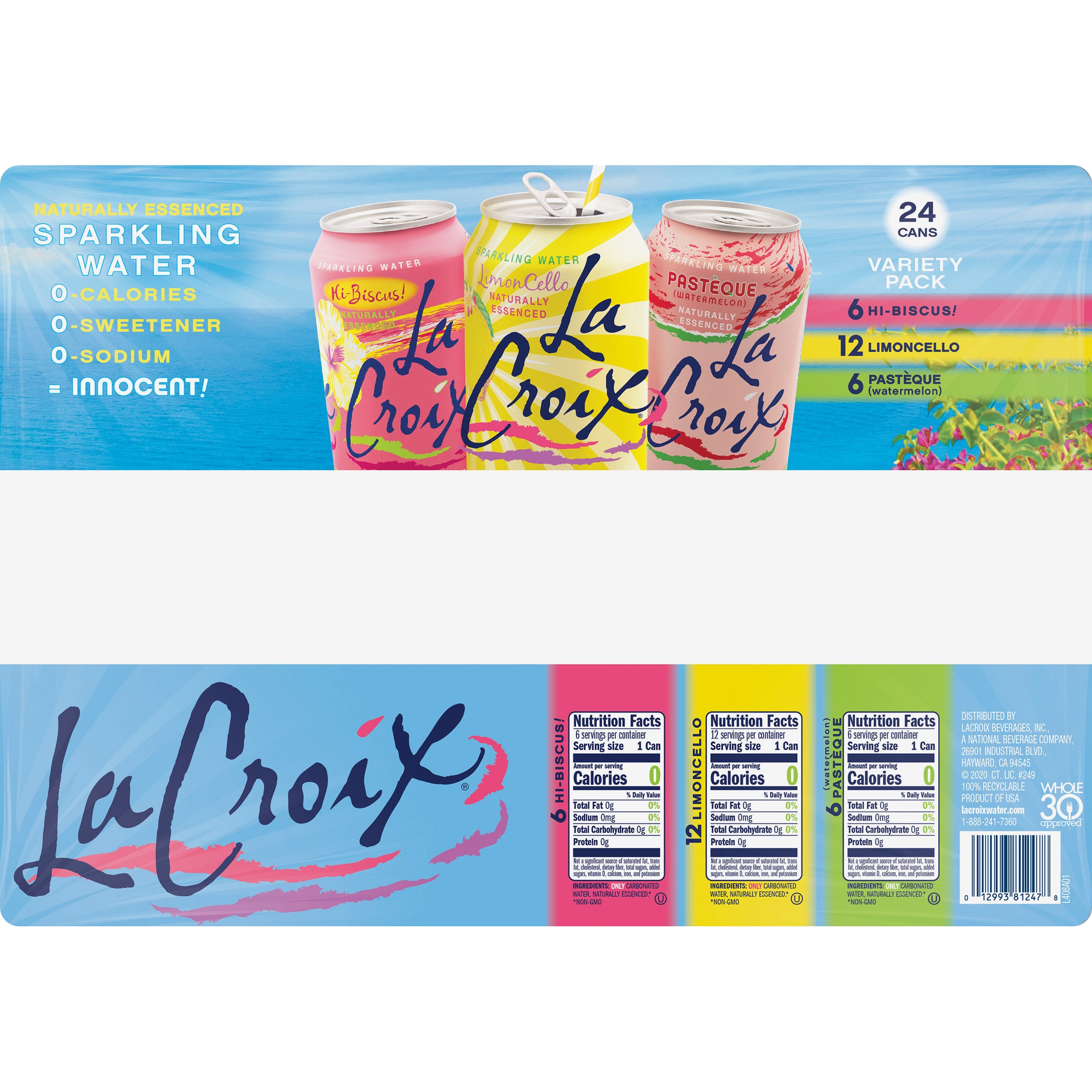 LaCroix Sparkling Water, Variety Pack, 12 fl oz, 24-count | Costco