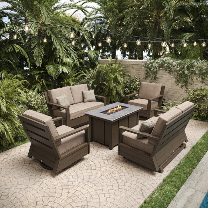 Agio Marlow 5-piece Outdoor Patio Fire Seating Set | Costco
