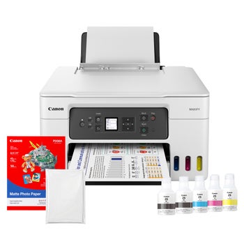 Canon MAXIFY GX3020 Wireless MegaTank Printer with Extra Black Ink and 2 x 50-Sheet Photo Paper