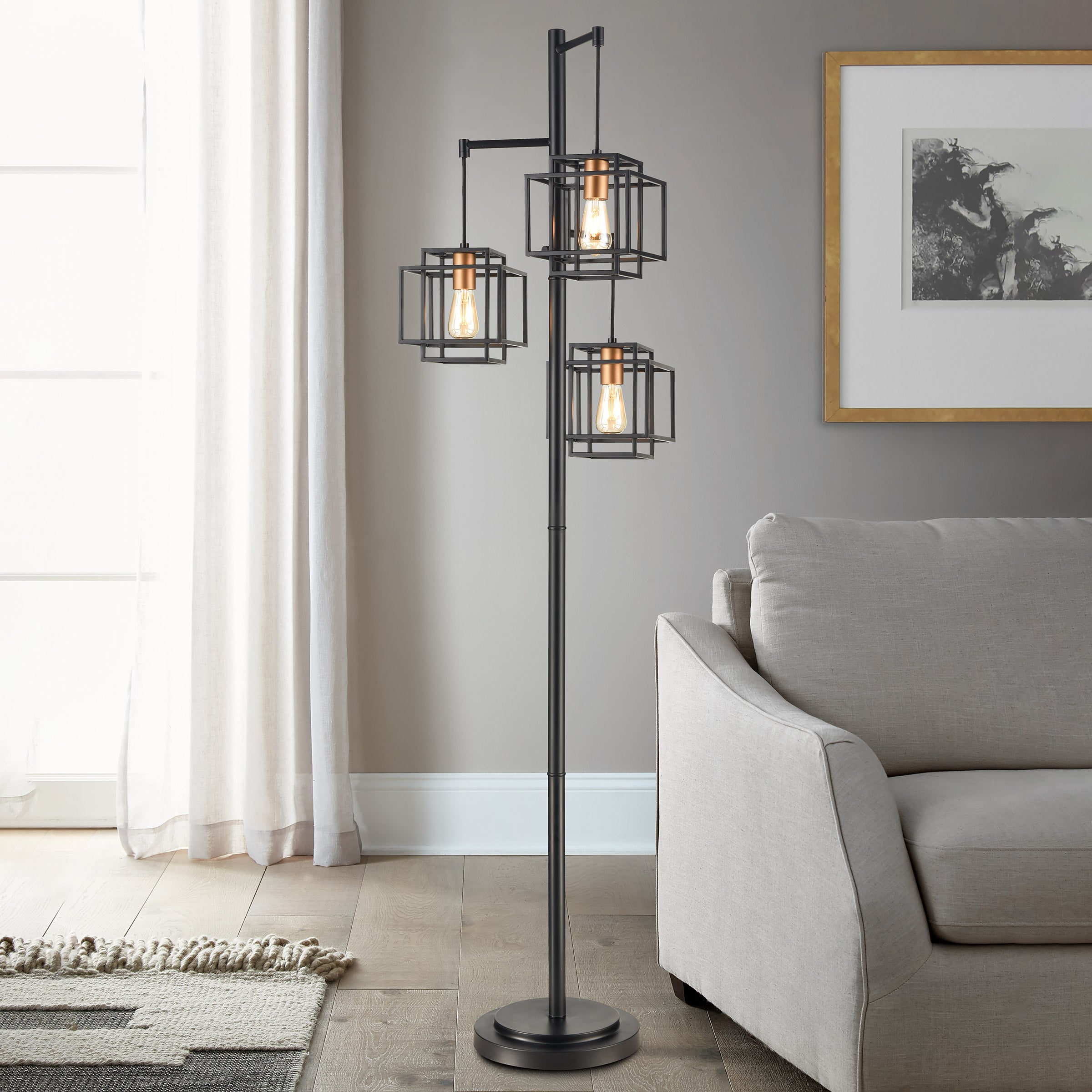 Kelsey Dual Square 3-Light Floor Lamp | Costco
