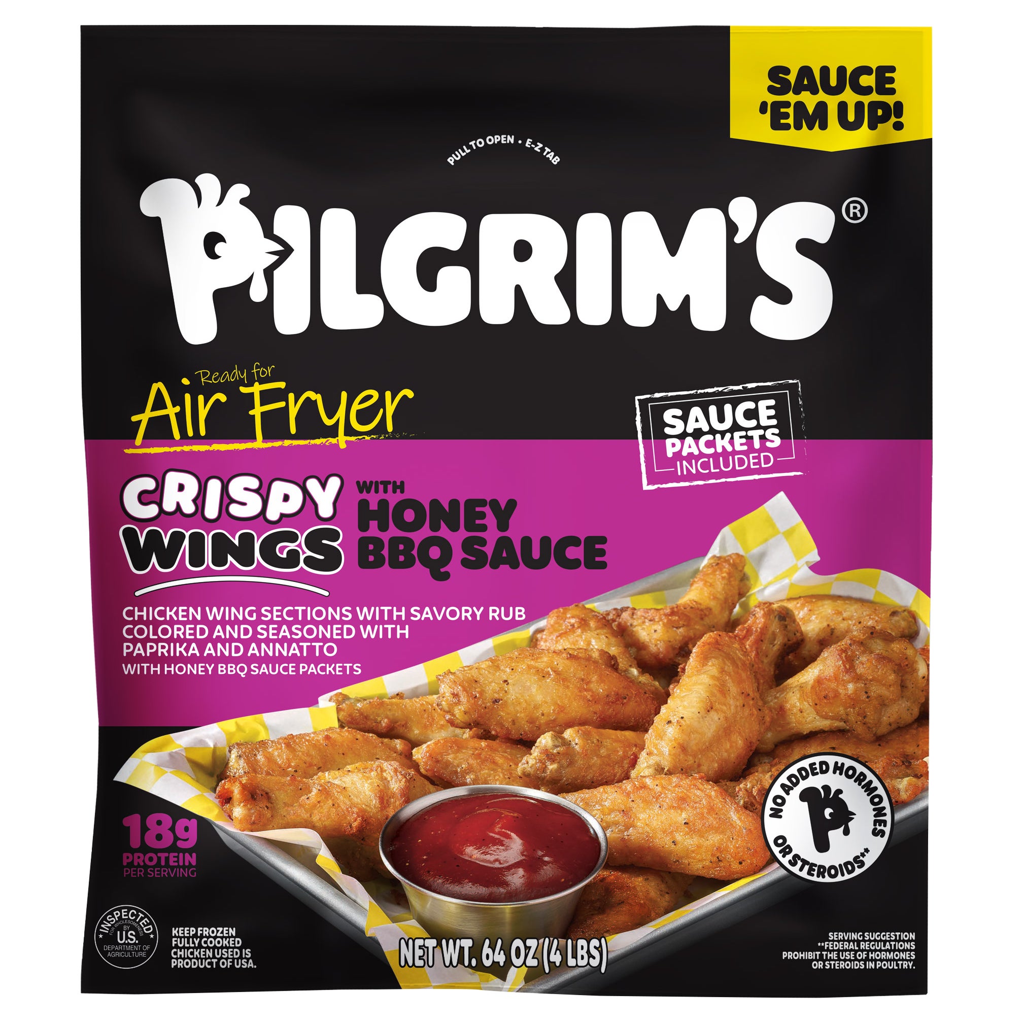 Pilgrim's Crispy Chicken Wings, Honey BBQ Sauce, 4 lbs | Costco