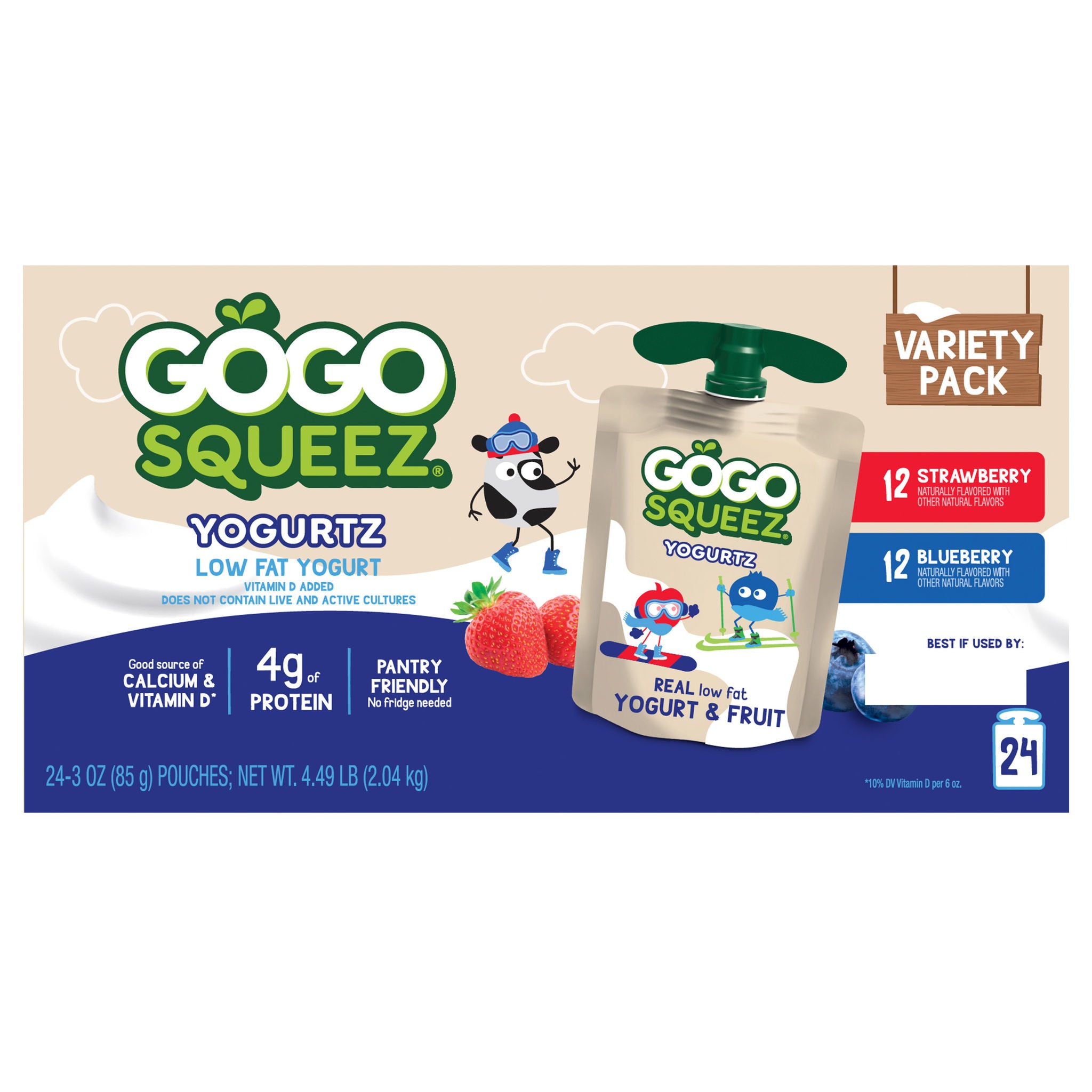 GoGo SqueeZ Yogurtz, Variety Pack, 3 oz, 24-count | Costco