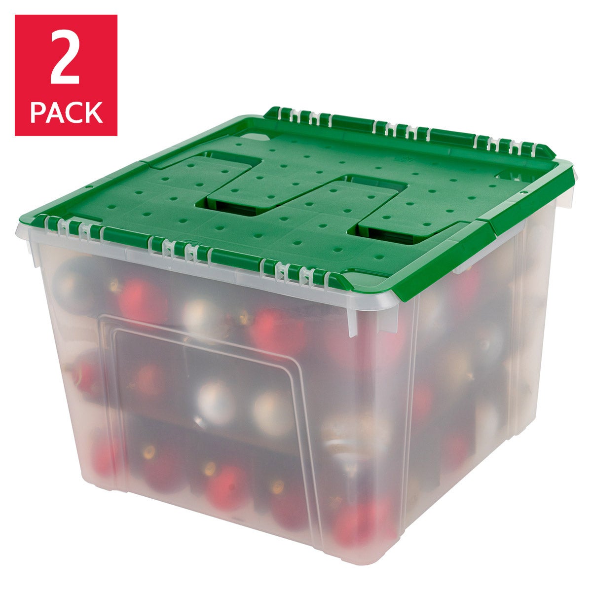 IRIS 60QT Stackable Ornament Storage Bin, 2-pack | Costco