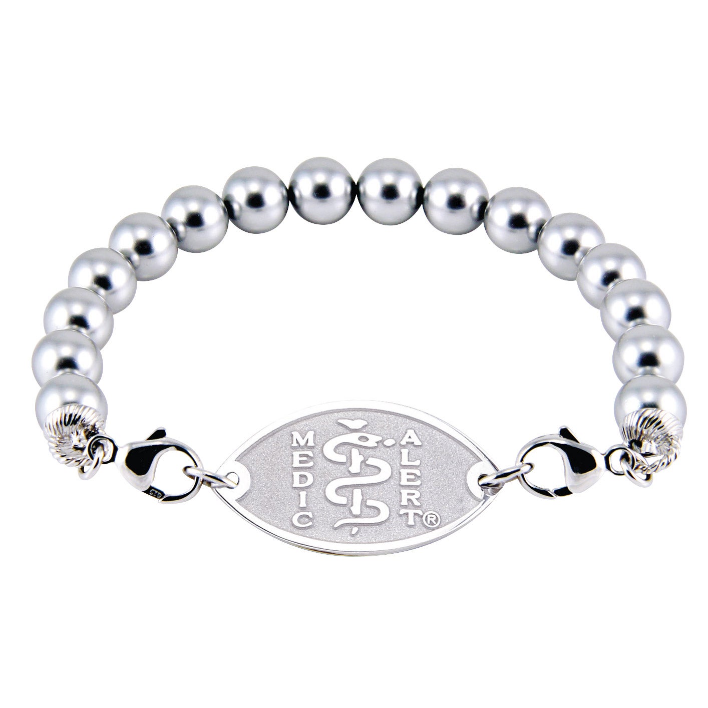 Health Care CPG Mg On ブレスレット ブルー×シルバー MedicAlert Graphite Pearl Bracelet | Costco