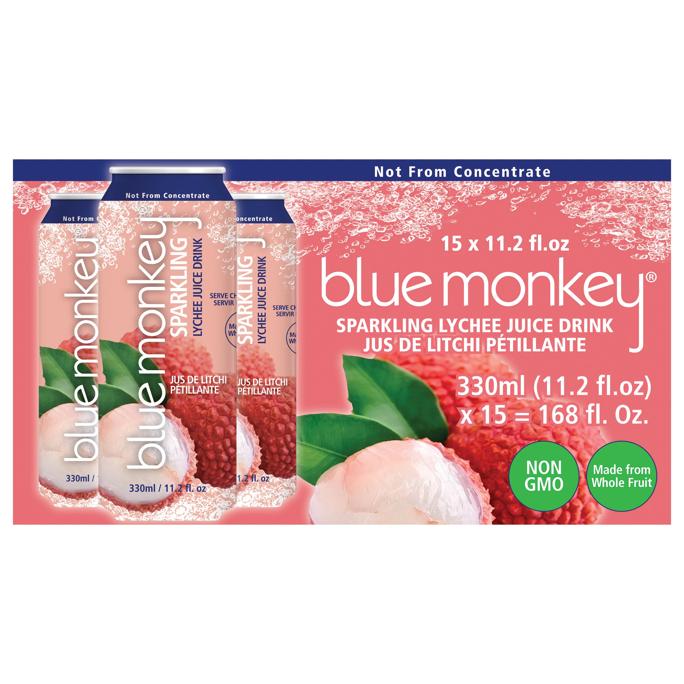 Blue Monkey, Sparkling Lychee Juice, 8.45 Oz X 4 (Case Of 6)
