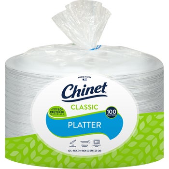 Chinet Classic Large Paper Platter, White, 100 ct