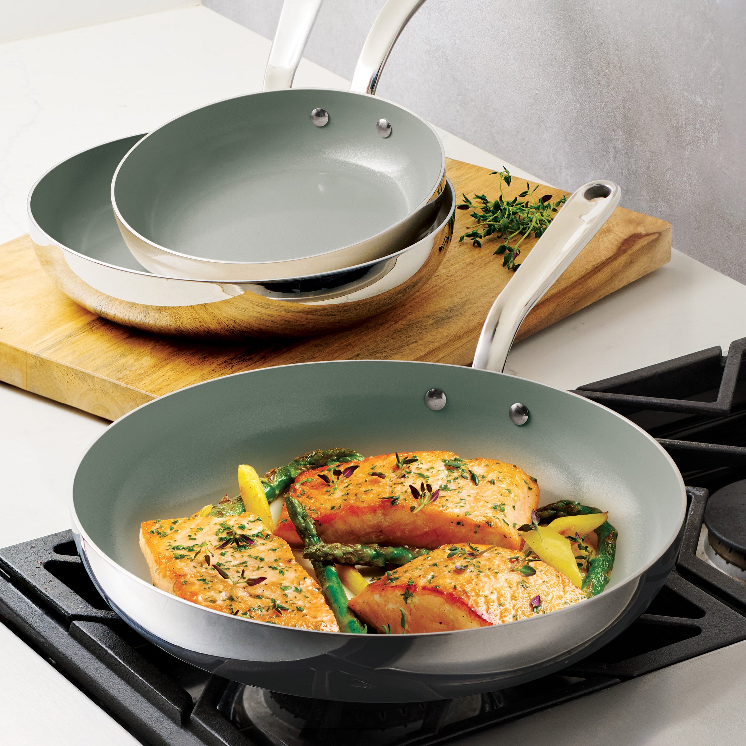 Tramontina 3-piece Tri-Ply Clad Stainless Steel Ceramic Nonstick