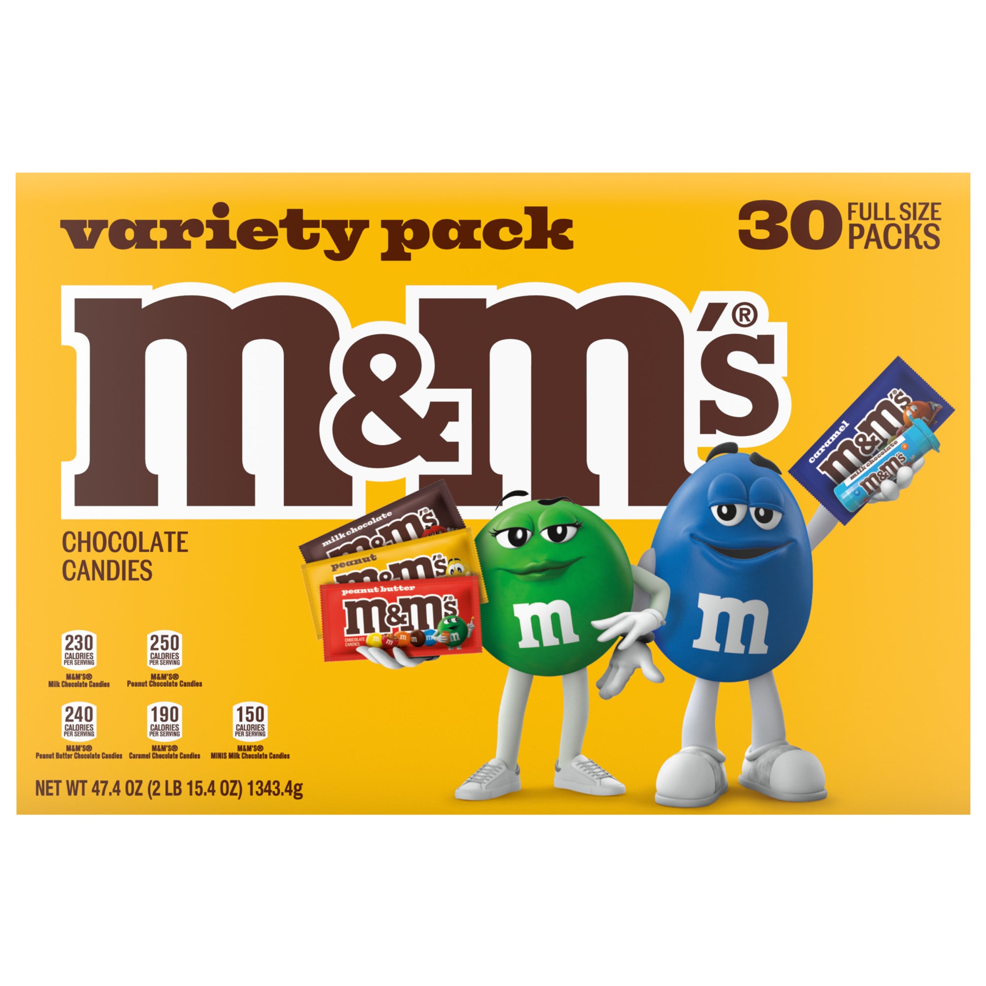 M&M's Full Size Chocolate Candy, Variety Pack, 30 ct | Costco