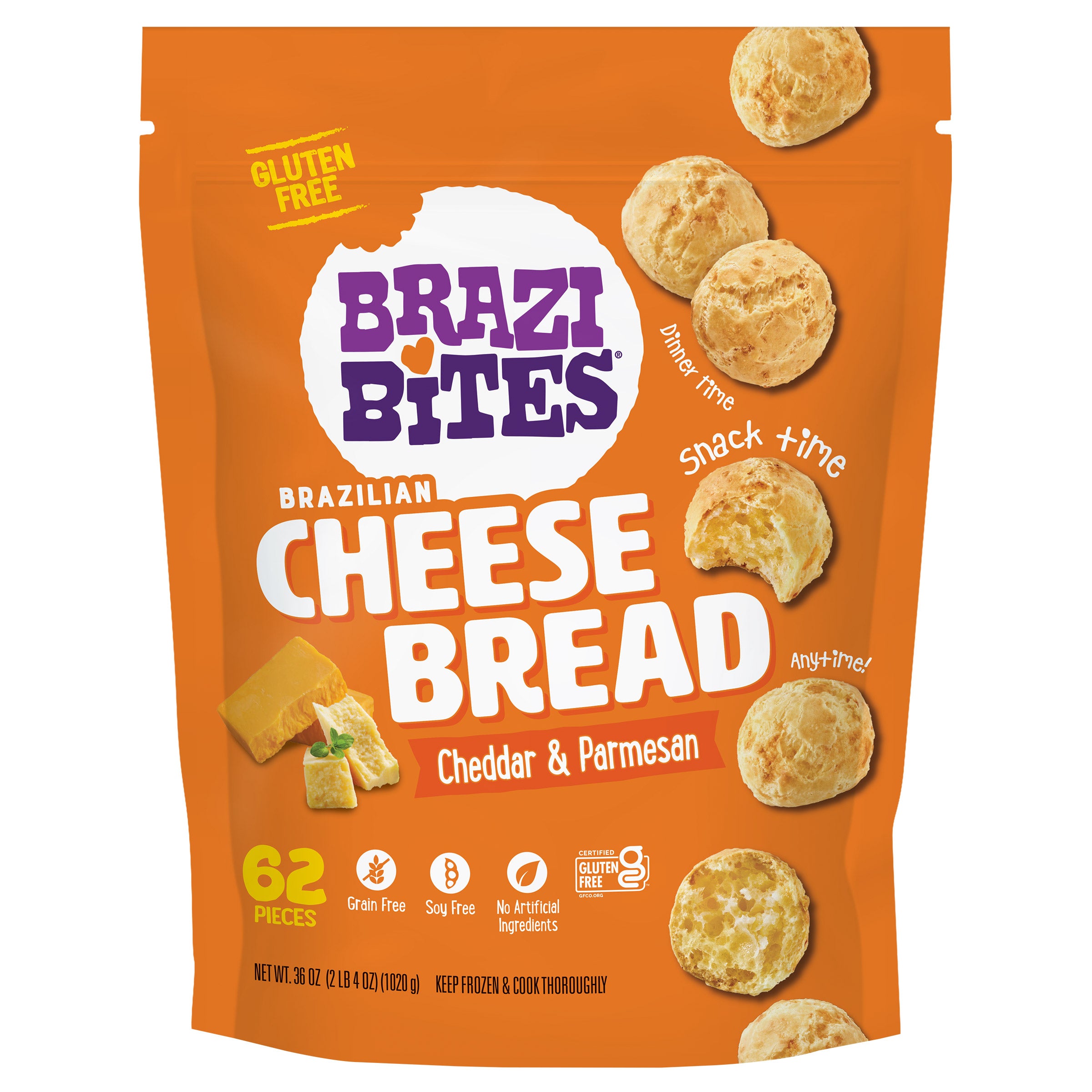 Brazi Bites Brazilian Cheese Bread, Cheddar & Parmesan, 62-count