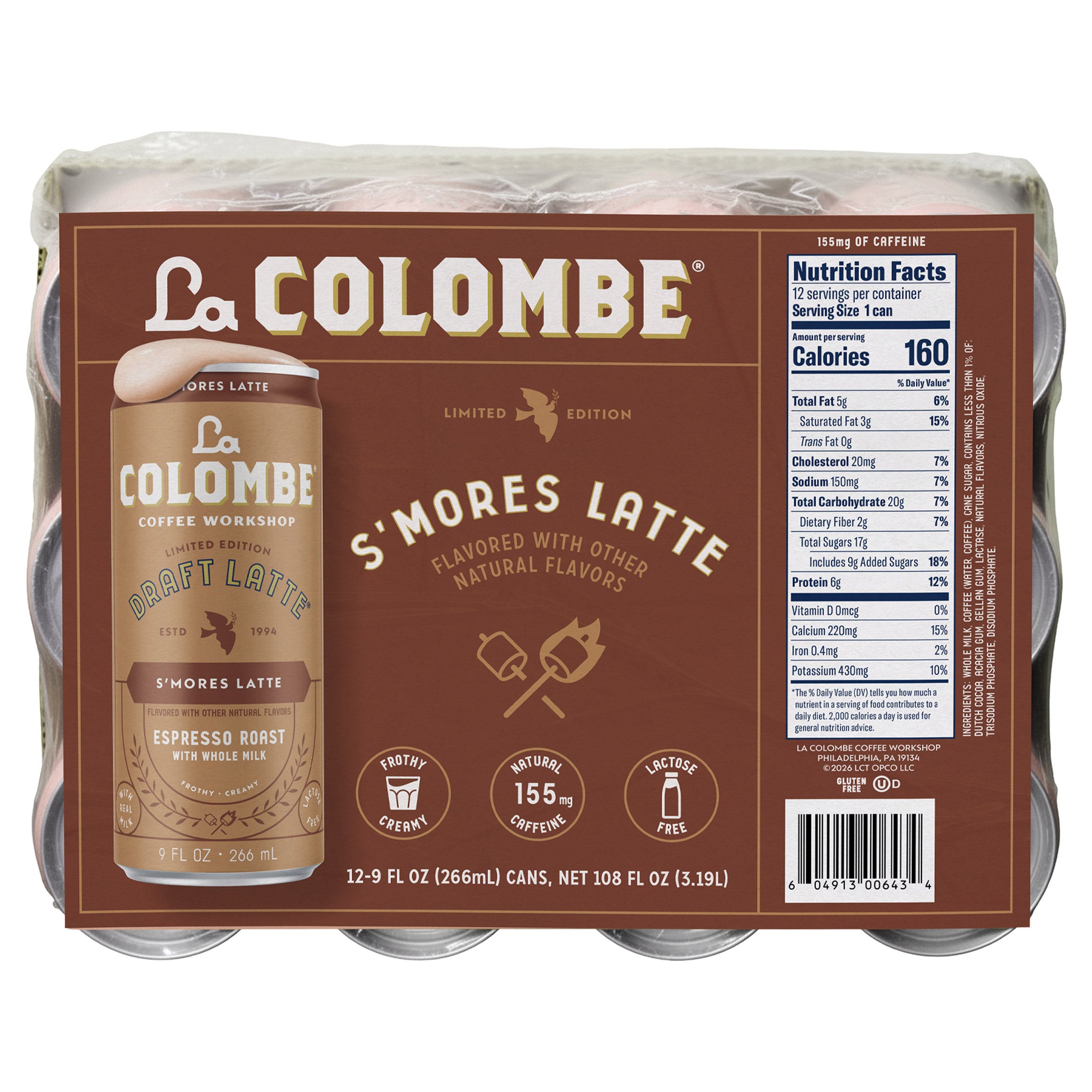 La Colombe Draft Latte, S'mores Latte, 9 fl oz, 12-count