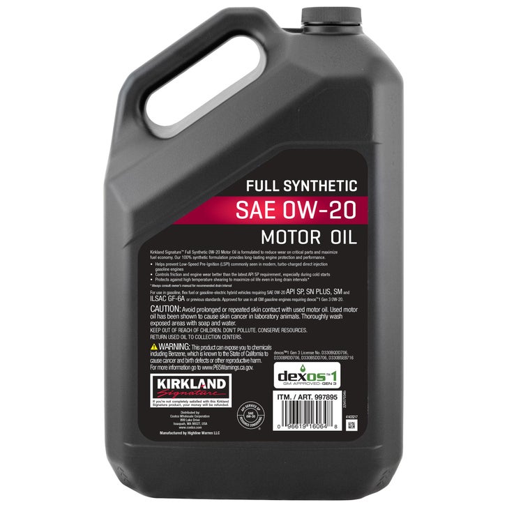 Kirkland Signature 0W-20 Full Synthetic and 5W-30 High Mileage