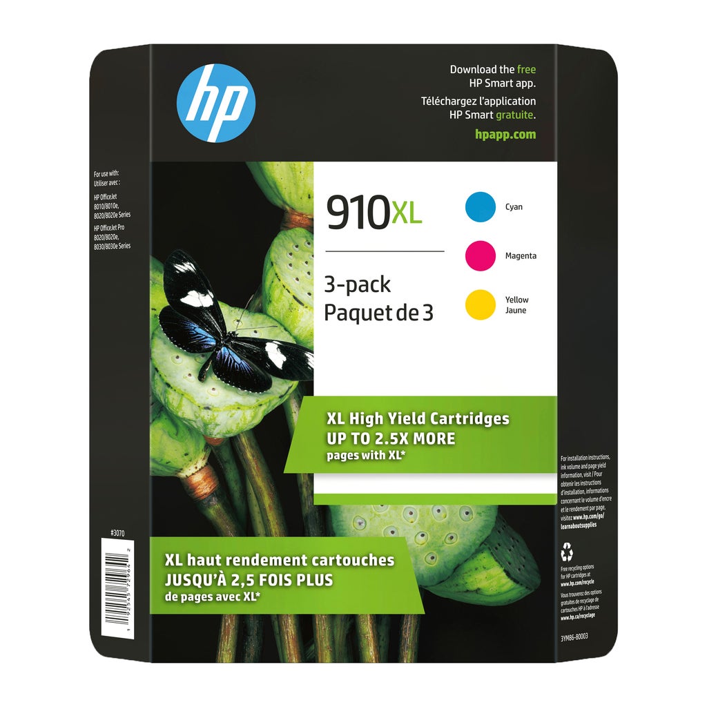 HP 910XL Cyan, Magenta and Yellow High Yield Original Ink