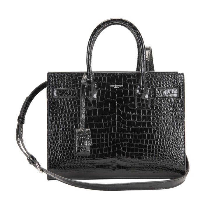 YSL Croc Embossed Sac De Jour Bag, Black | Costco