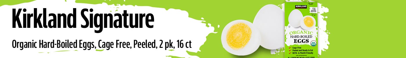 Kirkland Signature Organic Hard-Boiled Eggs, Cage Free, Peeled, 2 pk, 16 ct
