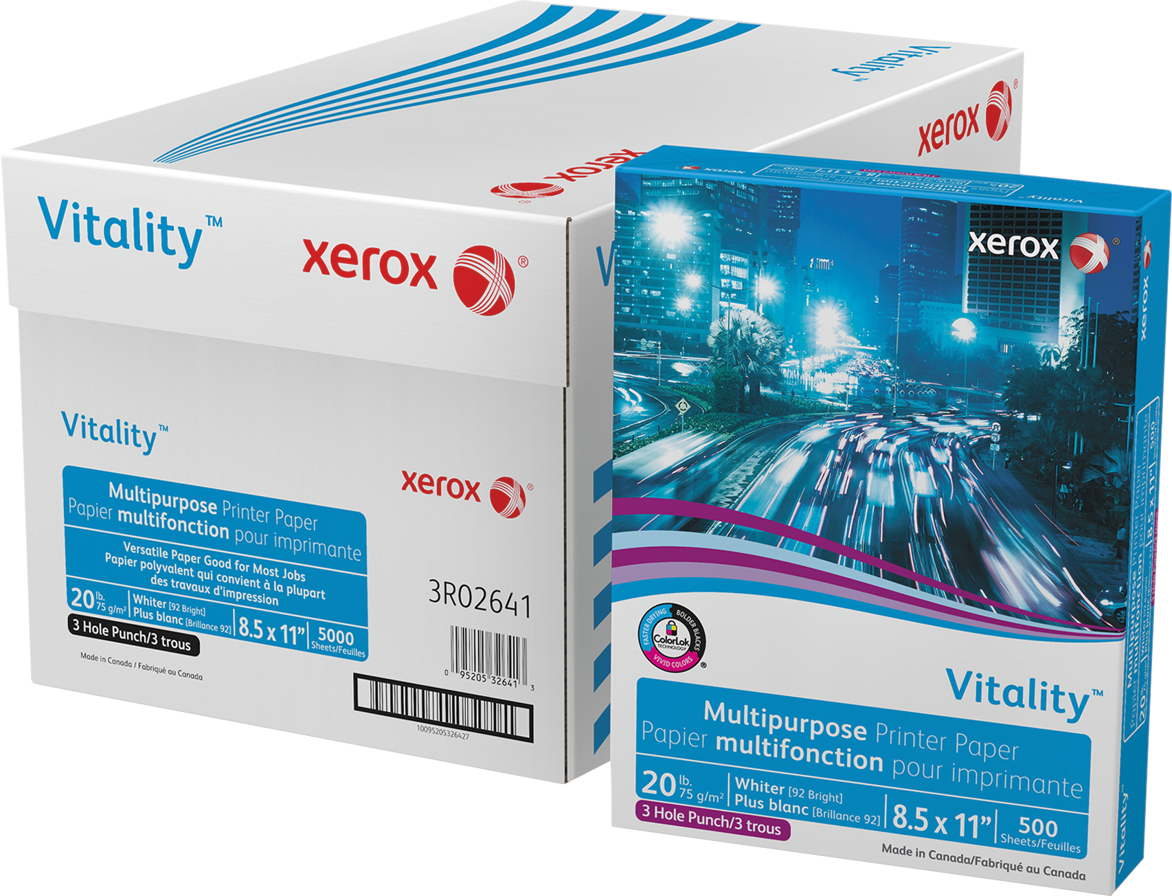 Xerox Vitality 3-Hole Punch Multipurpose Paper, 92 Bright, 20 lb