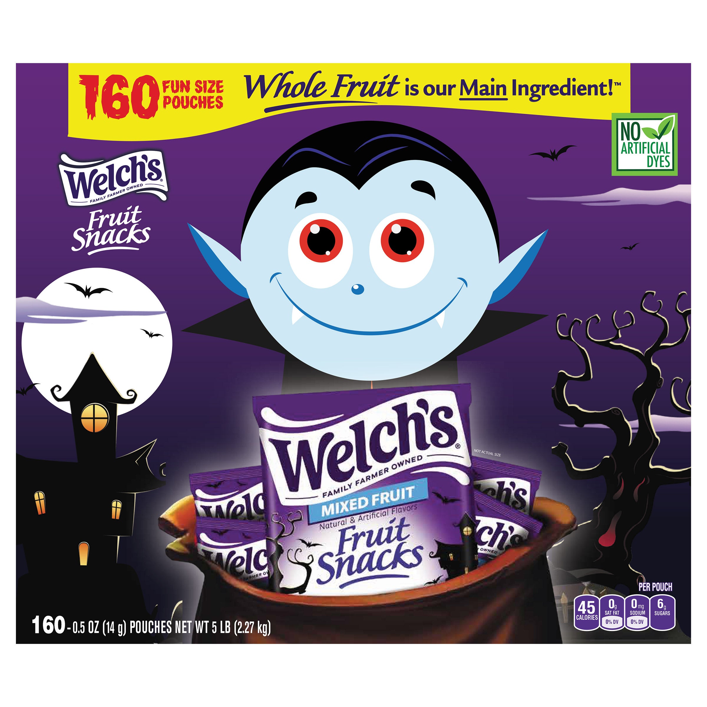 WELCH'S HALLOWEEN FRUIT SNACKS 160 COUNT .5 OUNCE EA