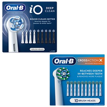 Oral-B iO Deep Clean 9 ct AND/OR CrossAction Replacement Brush Heads 10 ct