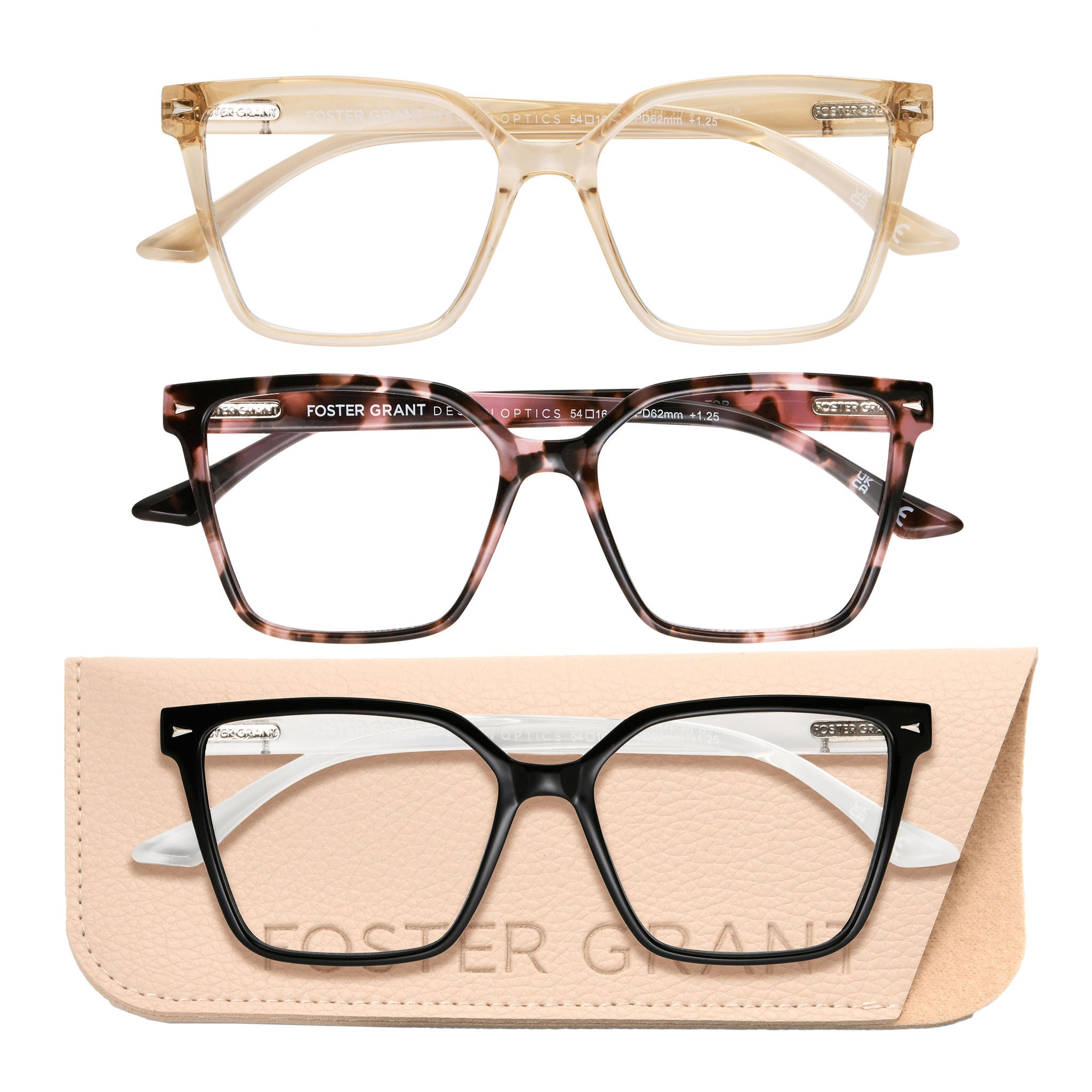 Design Optics by Foster Grant #813 Oversized Square Reading