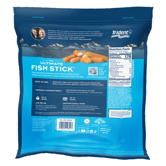 blue box of fish sticks A&B 14 oz Van de Kamp's 100% Real