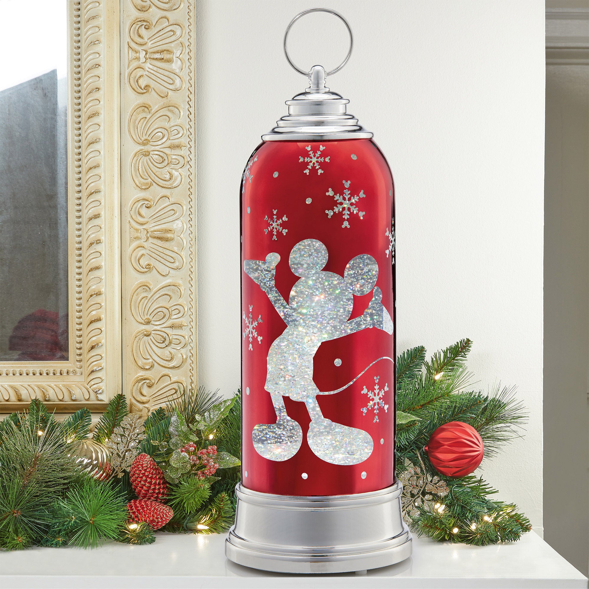 Disney Holiday Laser Engraved Lantern with LED light, Red | Costco
