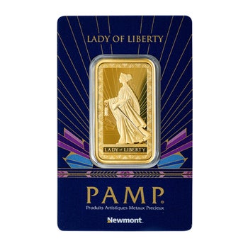 1 oz Gold Bar PAMP/Newmont Lady of Liberty (New in Assay) | Costco