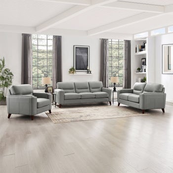 Prospera Home Sorena Top-grain Leather Sofa, Loveseat and Chair
