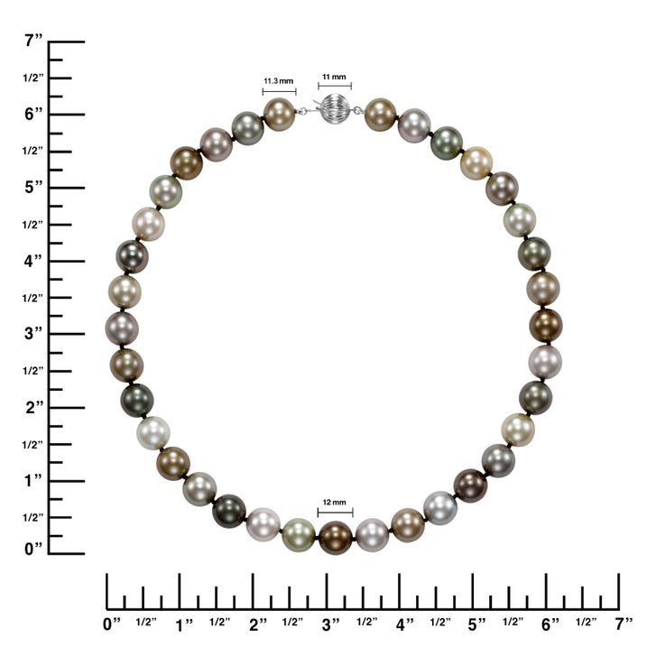 Tahitian Cultured 11.3-12mm Pearl Strand With 18kt White Gold