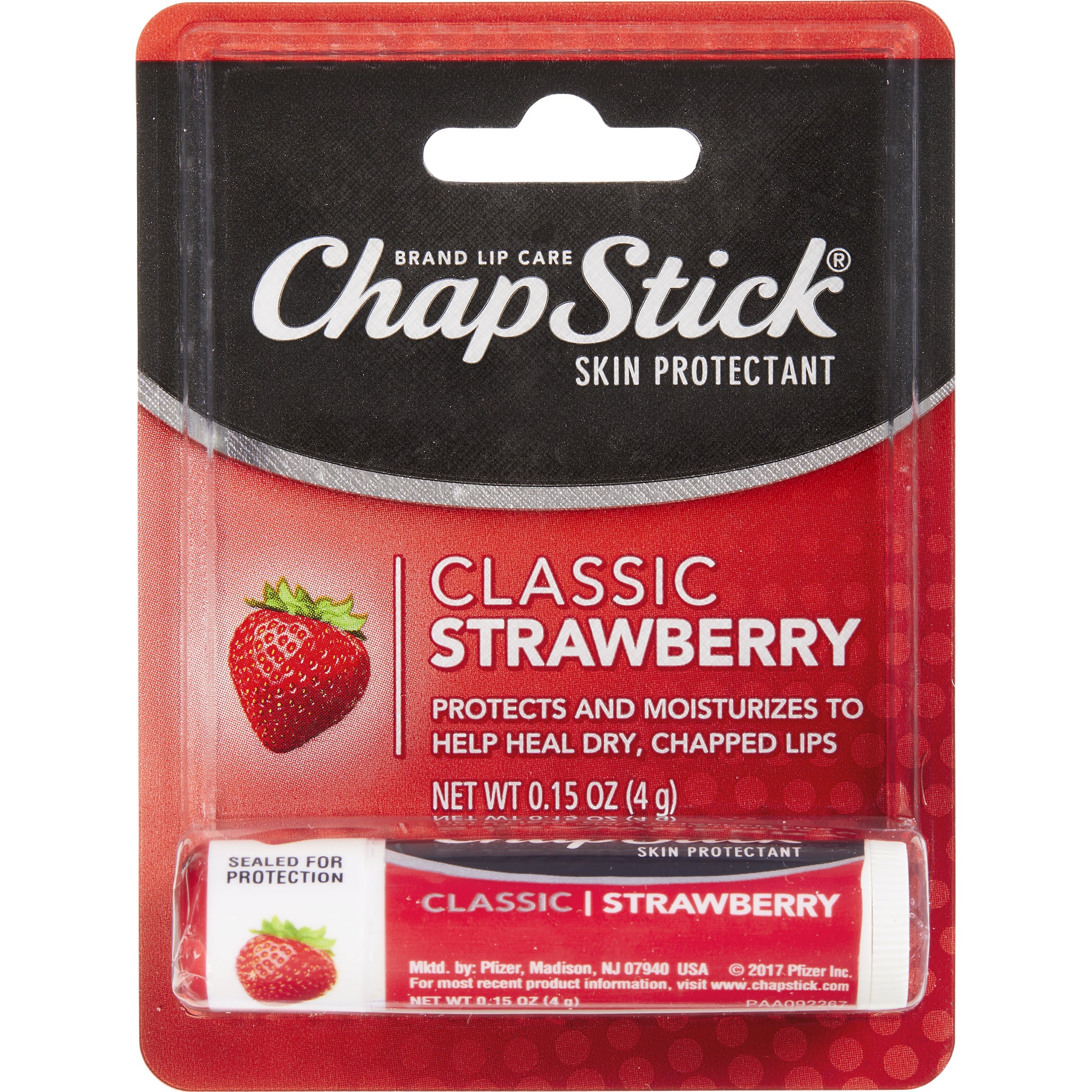 ChapStick Lip Balm, Classic Strawberry, 0.15 oz, 12-count