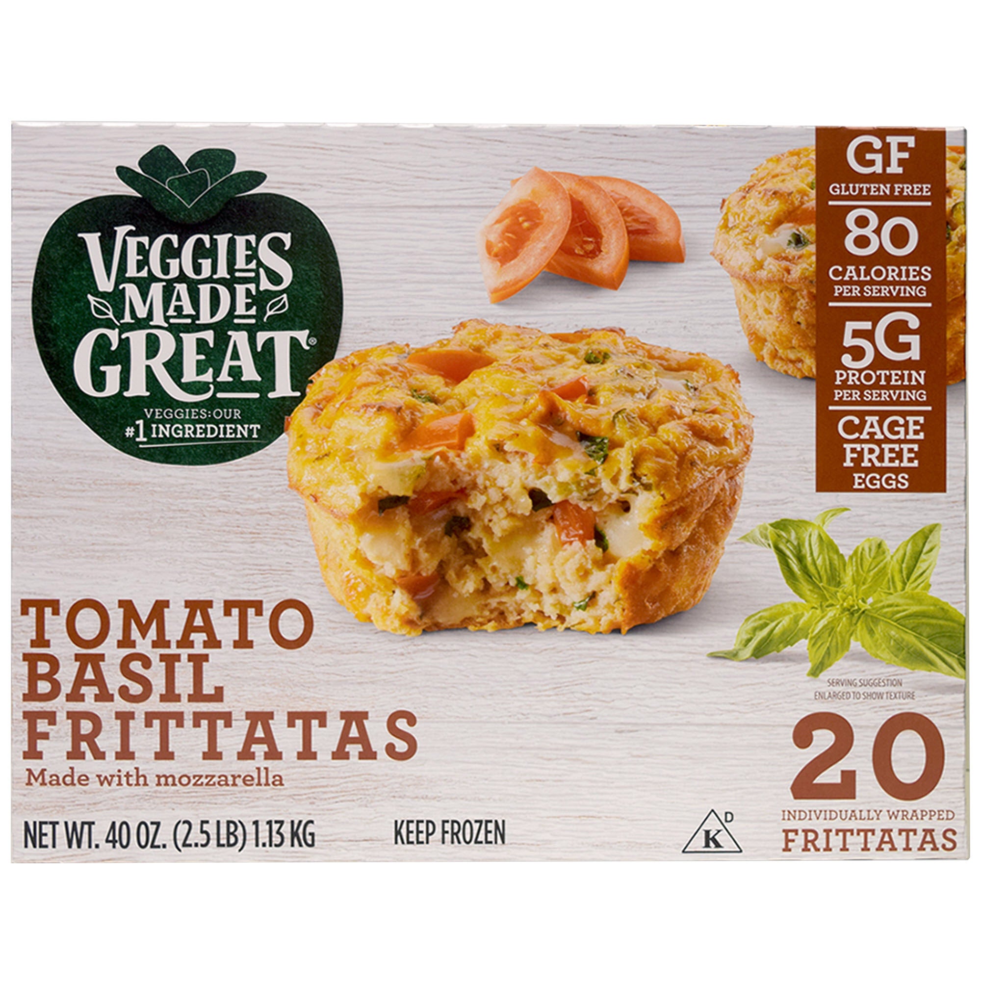 VEGGIES MADE GREAT TOMATO BASIL FRITTATA 20 CT (2.5 LBS)