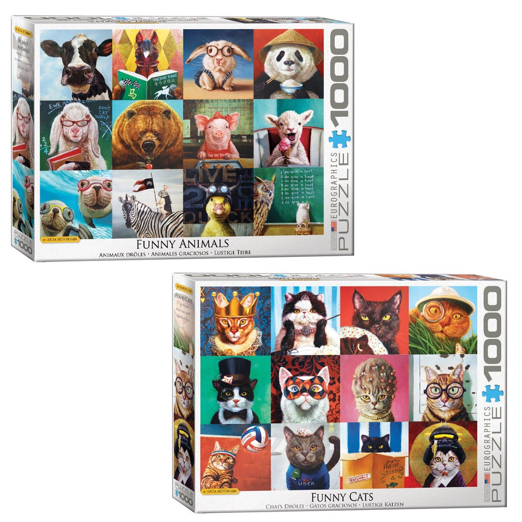 Eurographics 2-pack Puzzle Set- Funny Dogs and Funny Cats 1,000