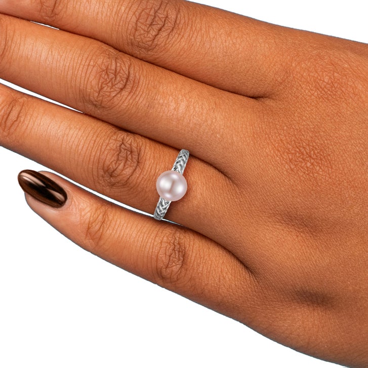 Freshwater Cultured 8-8.5mm Pink Pearl 14kt White Gold Ring | Costco