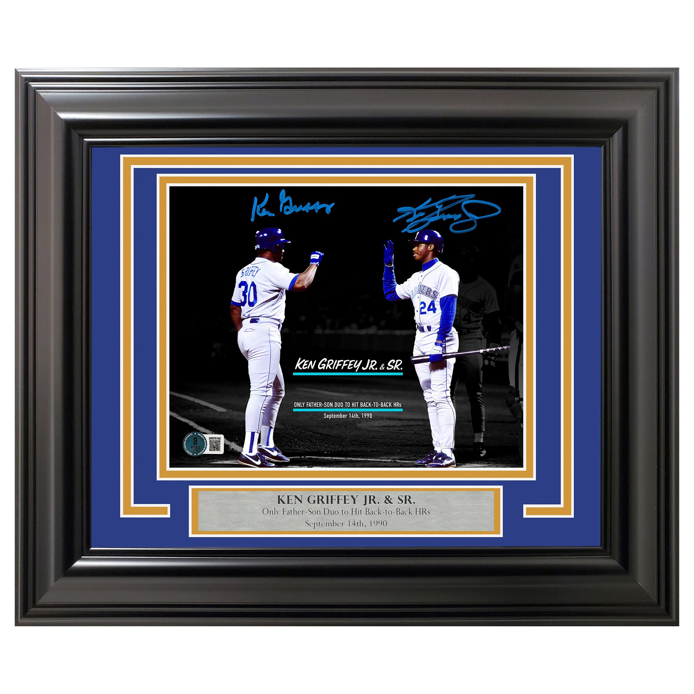 Ken Griffey Jr. and Sr. Autographed Framed 8” x 10” Photo Seattle